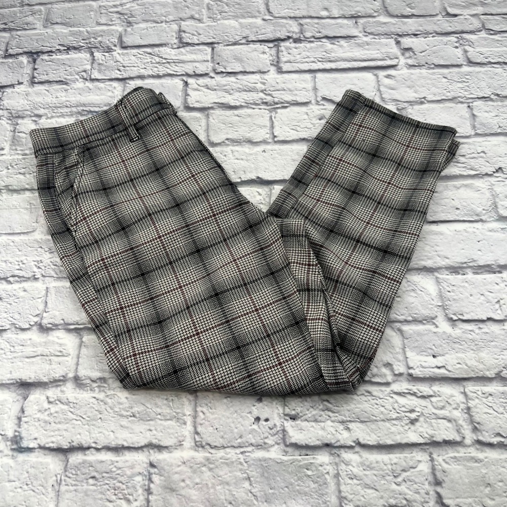 American Eagle Womens Super Hi-Rise Skinny Trouser Pants Black White Plaid 10